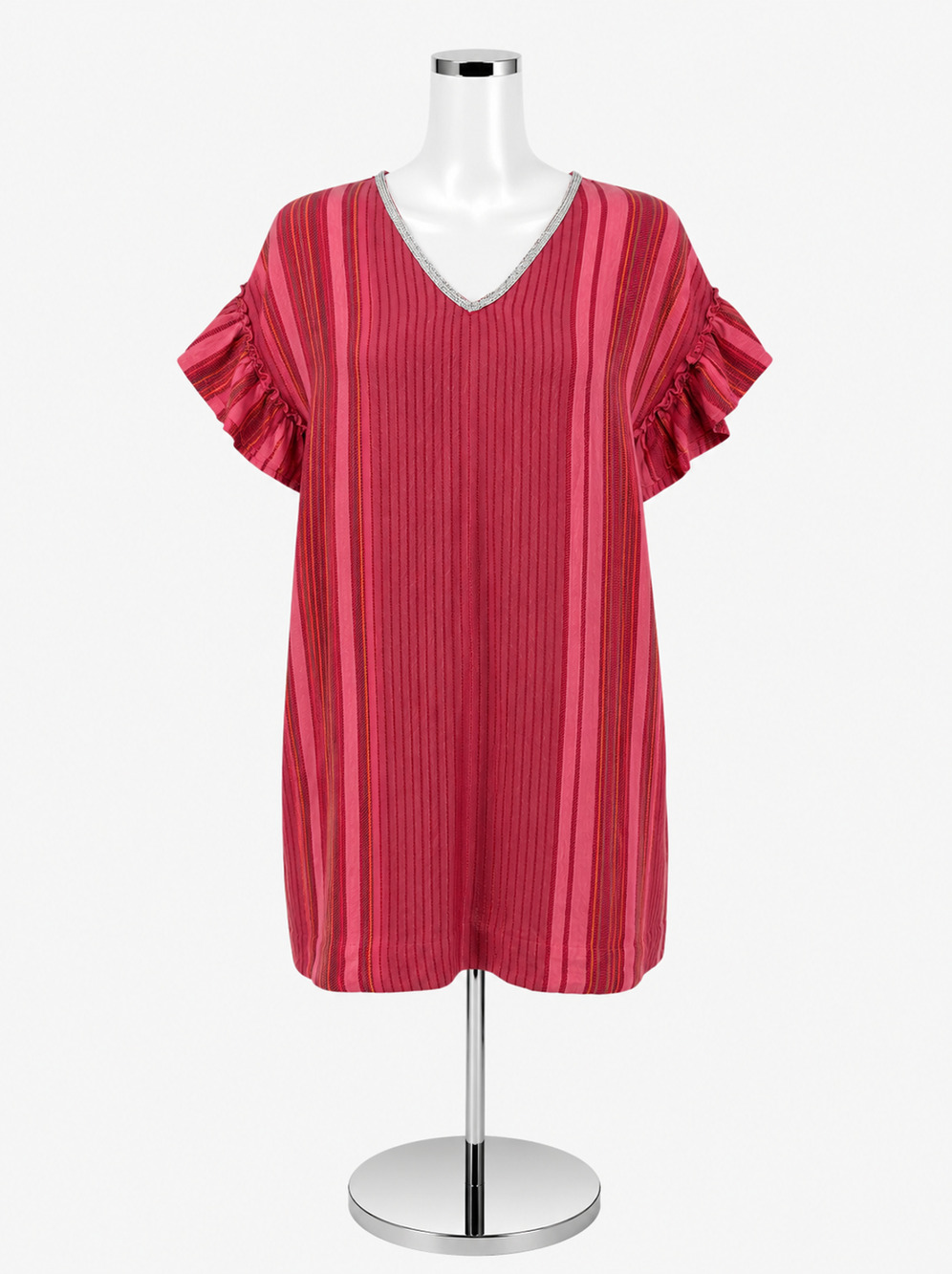 THML Pink Stripe Metallic Trim Tunic Dress NWT Size Medium